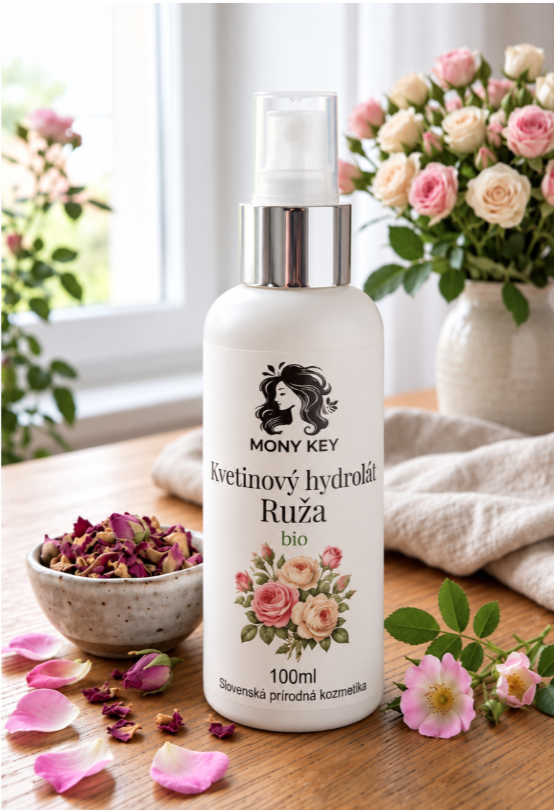 Kvetinový hydrolát BIO – Damašská ruža 100ml | Kvetinová voda | Mony Key
